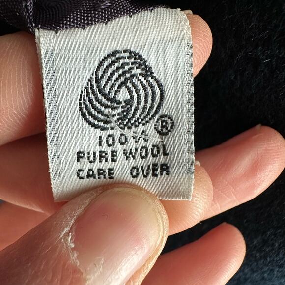 Ashley Scott Navy Blue 100% Wool Coat Wide Lapels Long Length Overcoat Large - Picture 4 of 6